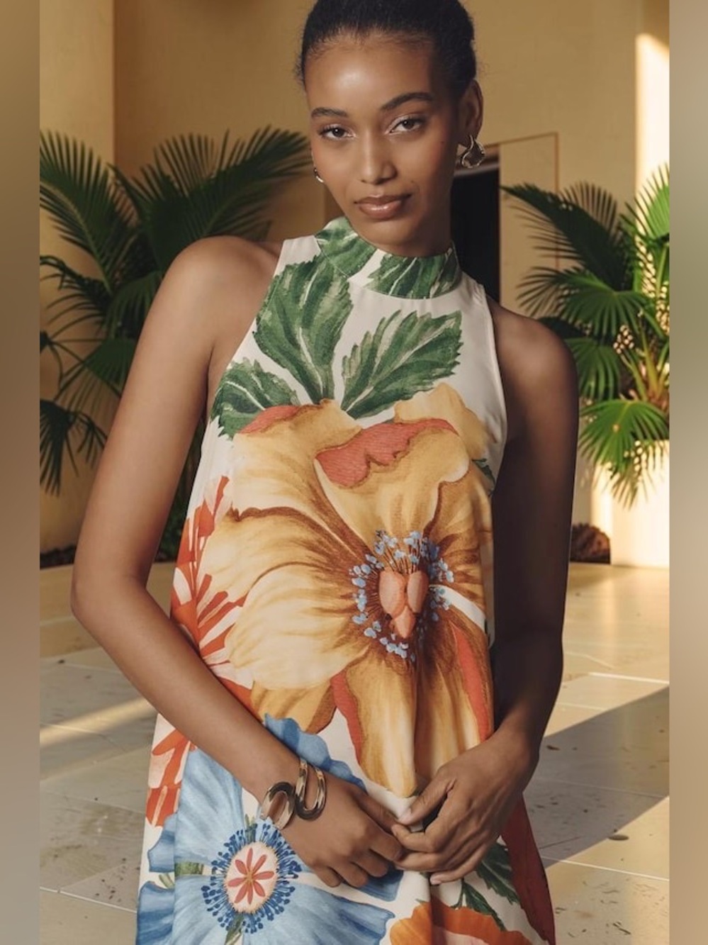 Antropologie FarmRio Halterneck Maxi Dress with Tropical Print - Picture 5 of 14